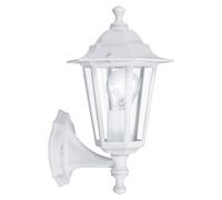 Loops IP44 Outdoor Wall Light White Aluminium Lantern 1 x 60W E27 Bulb Porch Lamp Up Loops White