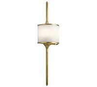 Loops IP44 Twin Brass Wall Light Long Pole Central White Glass Shade LED G9 3.5W Loops White