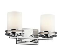 Loops IP44 Twin Wall Light Satin Edged Cased Opal Glass Polished Chrome LED G9 3.5W in Clear Loops Clear
