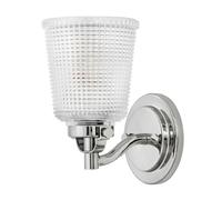 Loops IP44 Wall Light Prismatic Glass Shade Polished Chrome LED G9 3.5W in Clear Loops Clear