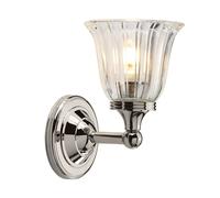 Loops IP44 Wall Light Ridged Glass Tulip Design Cup Polished Nickel LED G9 3.5W in Metallics Loops Metallics