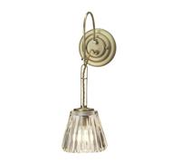 Loops IP44 Wall Light Rope Effect Cable Ribbed Glass Shade Brushed Brass LED G9 3.5W in Clear Loops Clear