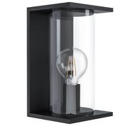 Loops IP54 Outdoor Wall Light Black Round Glass Lantern 1x 40W E27 Bulb Porch Lamp Loops Black