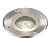 Loops IP65 Outdoor LED Ground Light GU10 Bulb Round Steel Flush Walk Over Floor Lamp in Metallics Loops Metallics