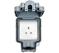 Loops Ip66 Outdoor 1 Gang Single Unswitched 13A Uk Plug Socket Garden Enclosure Box