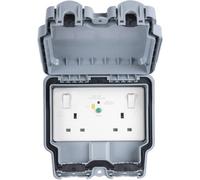 Loops Ip66 Outdoor 2 Gang Double 13A Uk Plug Socket & 30Ma Rcd Garden Enclosure Box