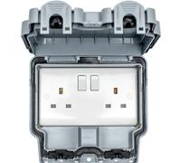 Loops Ip66 Outdoor 2 Gang Double Switched 13A Uk Plug Socket Garden Enclosure Box