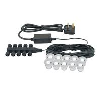 Loops IP67 Decking Plinth Light Kit 10x 0.45W Daylight White Round Lamps Outdoor Rated Loops White
