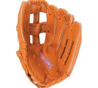 Loops Junior Left Handed Baseball Fielders Glove Tan Vinyl Leather Double Cross Pocket