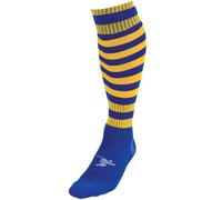 Loops JUNIOR Size 3-6 Hooped Stripe Football Socks - ROYAL BLUE/YELLOW Contoured Ankle