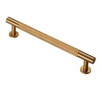 Loops Knurled Bar Door Pull Handle 190 X 13mm 160mm Fixing Centres Satin Brass