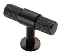 Loops Knurled Cupboard T Shape Pull Handle 50 X 13mm Matt Black Cabinet Handle