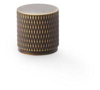 Loops Knurled Cylinder Cupboard Door Knob - 20mm X 20mm - Antique Brass Pull Handle