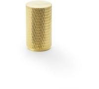 Loops Knurled Cylinder Cupboard Door Knob - 20mm X 35mm - Satin Brass Pull Handle