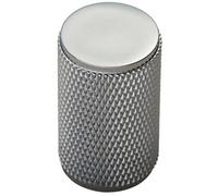 Loops Knurled Cylindrical Cupboard Door Knob 18mm Dia Chrome Cabinet Handle