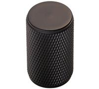 Loops Knurled Cylindrical Cupboard Door Knob 18mm Dia Matt Black Cabinet Handle