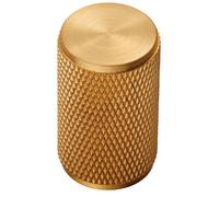 Loops Knurled Cylindrical Cupboard Door Knob 18mm Dia Satin Brass Cabinet Handle