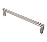 Loops Knurled Mitred Door Pull Handle 320 X 20mm 300mm Fixing Centres Satin Steel