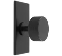 Loops Knurled Radio Cabinet Door Knob & Matching Backplate - Matt Black 76 x 40mm