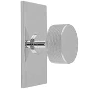 Loops Knurled Radio Cabinet Door Knob & Matching Backplate - Polished Chrome 76 x 40mm