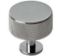 Loops Knurled Radio Cupboard Door Knob - 35mm Dia - Polished Chrome Cabinet Handle