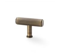 Loops Knurled T Bar Cupboard Door Knob - 55mm X 38mm - Antique Brass Unit Pull Handle