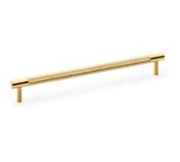 Loops Knurled T Bar Door Pull Handle - Satin Brass - 224mm Centres Premium Drawer