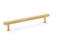 Loops Knurled T Bar Pull Handle - Satin Brass - 160mm Centres Premium Drawer Door