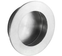Loops Large Recessed Sliding Door Flush Pull - 80mm Round 12mm Depth Satin Steel