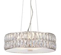 Loops LED Ceiling Pendant Light 25W Warm White CHROME & CRYSTAL Feature Lamp Shade Loops White