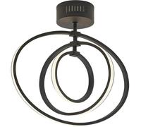 Loops LED Semi Flush Ceiling Light 21W Warm White Matt Black Hoop Ring Feature Strip Loops Black