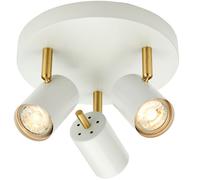 Loops LED Tilting Ceiling Spotlight White & Brass Triple Warm White Kitchen Down Light Loops White