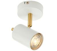 Loops LED Tilting Ceiling Spotlight White & Brass Warm White Single Shade Down Light Loops White