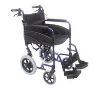 Loops Lightweight Aluminium Compact Attendant Propelled Transport Wheelchair - Blue Loops Multicolor