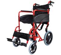 Loops Lightweight Aluminium Compact Attendant Propelled Transport Wheelchair - Red Loops Multicolor
