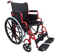 Loops Lightweight Self Propelled Steel Transit Wheelchair - Foldable Design - Red in Metallics Loops Metallics