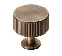 Loops Lined Radio Cupboard Door Knob - 35mm Diameter - Antique Brass Cabinet Handle