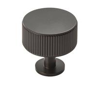 Loops Lined Radio Cupboard Door Knob - 35mm Diameter - Matt Black Cabinet Handle Loops Black