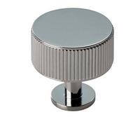 Loops Lined Radio Cupboard Door Knob - 35mm Diameter - Polished Chrome Cabinet Handle