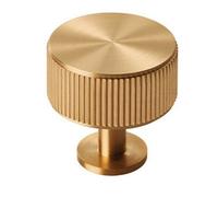 Loops Lined Radio Cupboard Door Knob - 35mm Diameter - Satin Brass Cabinet Handle