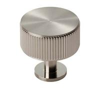Loops Lined Radio Cupboard Door Knob - 35mm Diameter - Satin Nickel Cabinet Handle