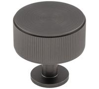 Loops Lined Reeded Radio Door Knob - 35mm - Anthracite Grey Round Cabinet Pull Handle