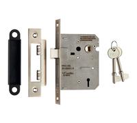 Loops Locking 3 Lever Door Sashlock Latch Square Forend 76mm Satin Nickel in Metallics Loops Metallics