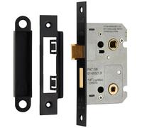 Loops Locking Bathroom Door Sashlock Latch Square Forend 64mm Matt Black Loops Black