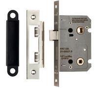 Loops Locking Bathroom Door Sashlock Latch Square Forend 64mm Nickel Plated in Metallics Loops Metallics