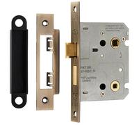 Loops Locking Bathroom Door Sashlock Latch Square Forend 76mm Antique Brass in Metallics Loops Metallics