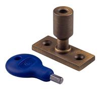 Loops Locking Casement Window Stay Pin Holder - 28.5mm Fixing Centres Antique Brass