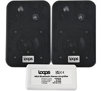 Wireless Bluetooth Amplifier & 2x 70W Black Wall Mounted Speakers Amp System