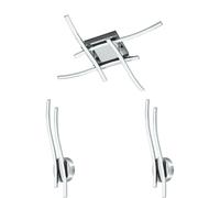 Loops Low Ceiling Light & 2x Matching Wall Lights Chrome Square Multi Arm LED Strip Loops Multicolor