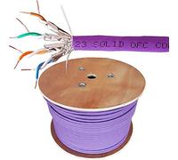 Loops Low Smoke CAT6A Network Cable - 23 AWG - S/FTP & U/FTP - Shielded/Screened - Solid Pure Copper Core - Purple Ethernet LSZH LZHF Network LAN Wire Reel (U/FTP, 305m (1000 ft) CAT6A Cable)